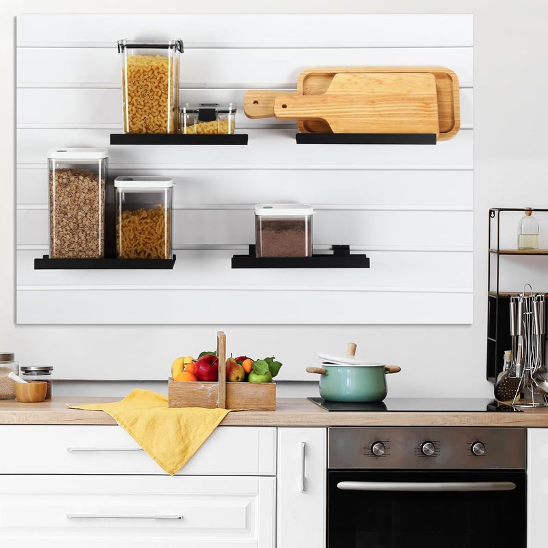 DoubleFill 10 Pcs 6 Pcs Slatwall Shelves, 10x4.3 Inch Metal Slat Wall Shelf Accessories, Heavy Duty Retail Display Panel for Home Shoe Stores Boutiques Storage and Organization (Black) - Image 2